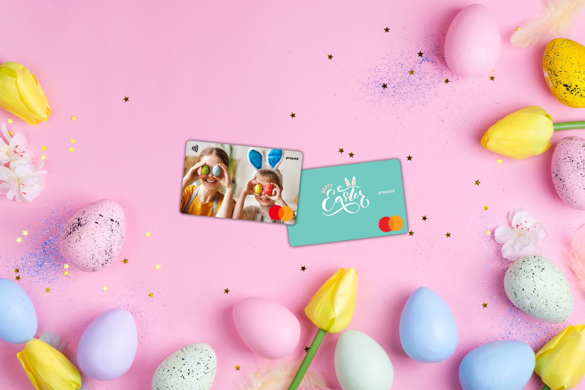 Festive Easter celebration with colorful eggs, spring flowers, and a cheerful holiday atmosphere