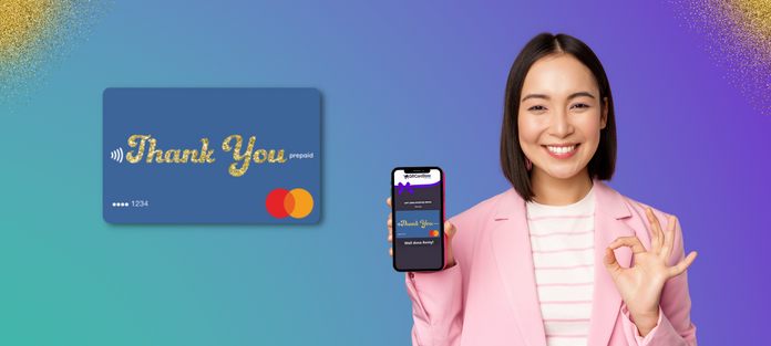 Employee-themed prepaid gift card with workplace icons, highlighting a thoughtful reward or recognition option for staff and team members