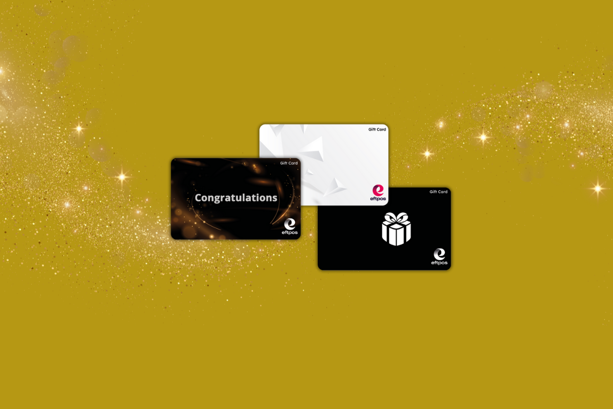 Eftpos prepaid gift cards displayed on a clean surface, showcasing versatile payment options accepted at 950,000 stores across Australia for birthdays, corporate rewards, and special occasions