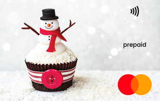 Cupcake with a snowman decoration Mastercard gift card shop at Gift Card Store