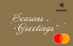 Brown card with 'Seasons Greetings' Mastercard gift card shop at Gift Card Store