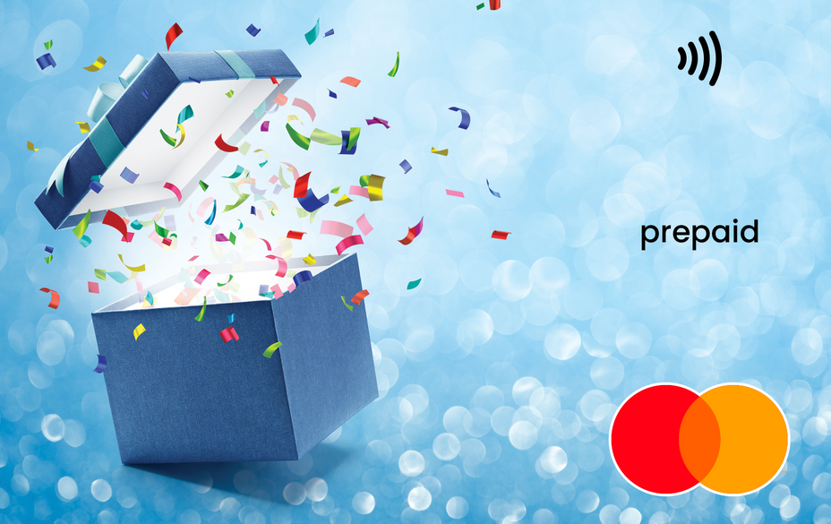 Open blue gift box Mastercard gift card shop at Gift Card Store