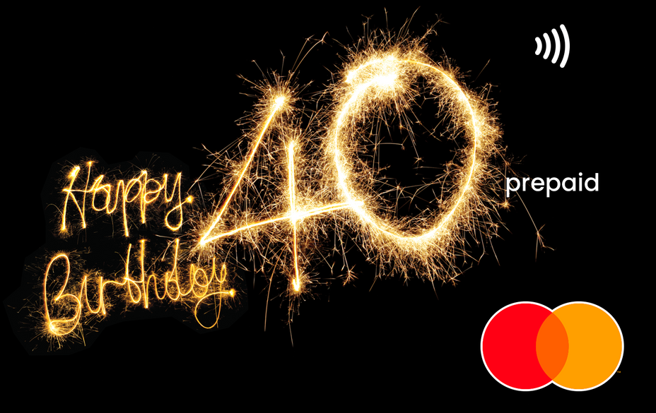Sparkler forming 'Happy Birthday 40' Mastercard gift card shop at Gift Card Store