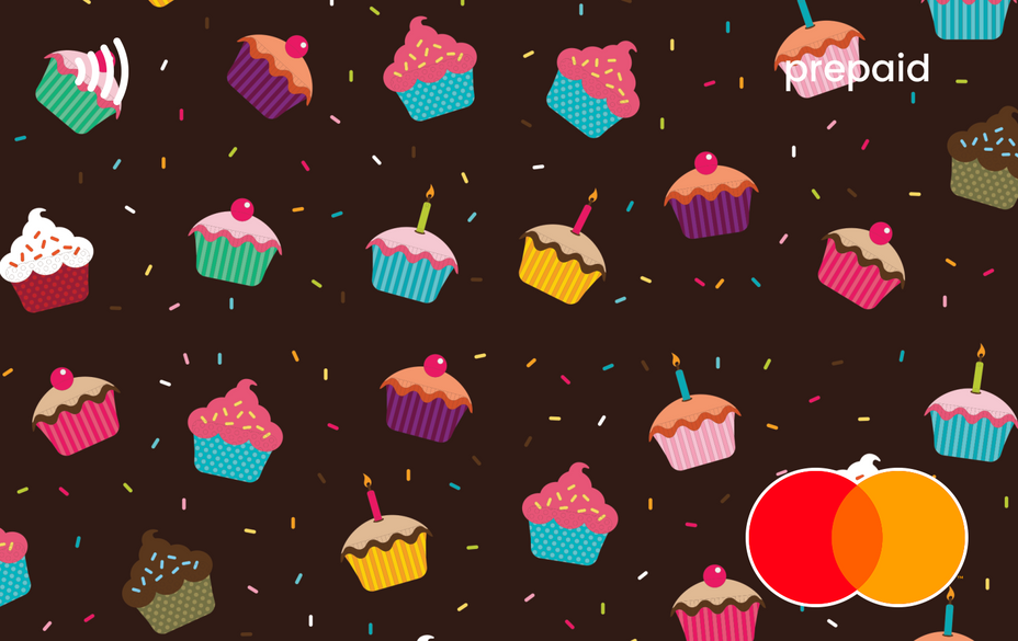 Colorful cartoon cupcakes Mastercard gift card  shop at Gift Card Store