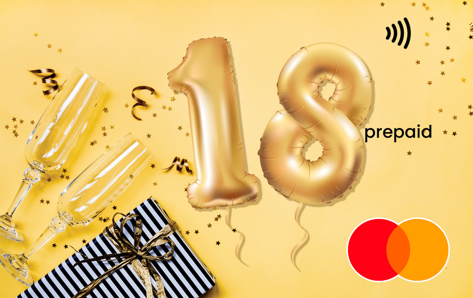 Gold number '18' balloon Mastercard gift card  shop at Gift Card Store