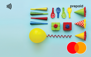 Colorful party supplies including balloons Mastercard gift card shop at Gift Card Store