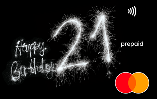 Sparkling 'Happy Birthday 21' Prepaid Mastercard gift card shop at Gift Card Store