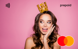 Woman wearing a gold crown Mastercard gift card shop at Gift Card Store