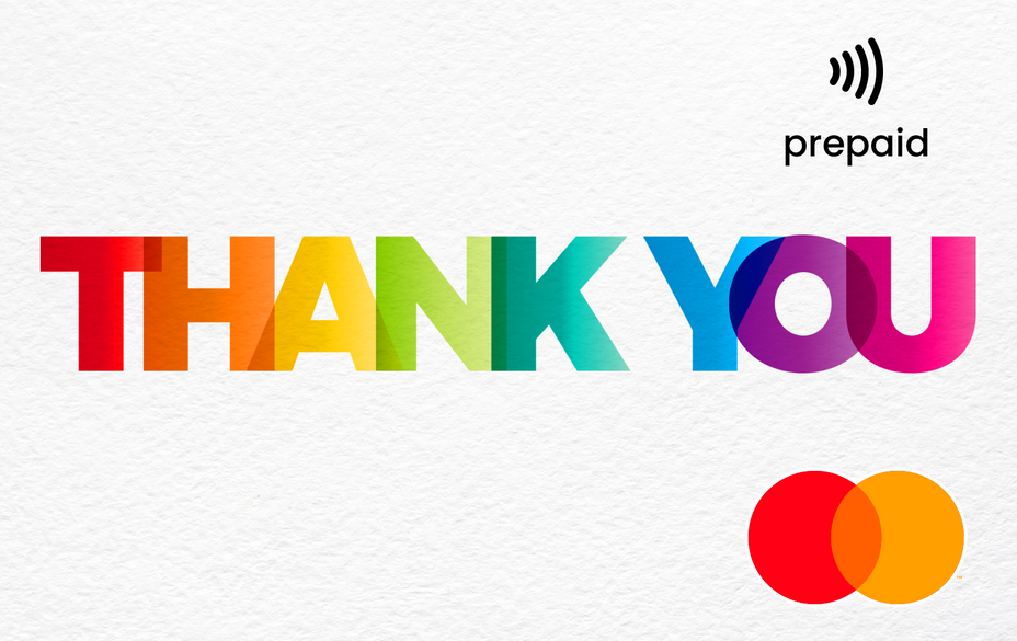 Colorful 'THANK YOU' Mastercard gift card shop at Gift Card Store