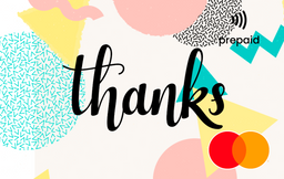 Colorful abstract design with 'thanks' Mastercard gift card shop at Gift Card Store