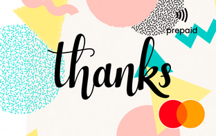 Colorful abstract design with 'thanks' Mastercard gift card shop at Gift Card Store