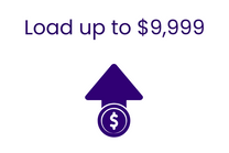 Arrow and dollar sign symbol, indicating a maximum load amount of $9,999.