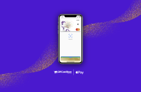 Smartphone displaying Apple pay enabled for Gift Card Store gift cards - mobile image