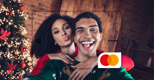 Brother and sister selfie on a Mastercard Personalised Gift Card 