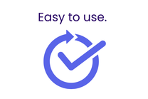 Blue checkmark icon with arrows inside on a white background, accompanied by the text 'Easy to use.'