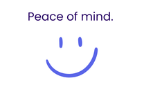 Smiley face symbol with 'Peace of mind.' text on a white background