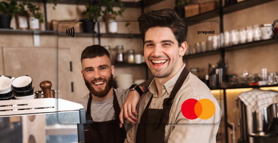 Two baristas in a coffee shop featured on a Mastercard Personalised Gift Card 