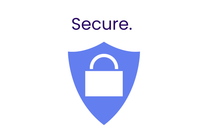 Blue shield with a white lock icon and the word 'Secure' on a white background