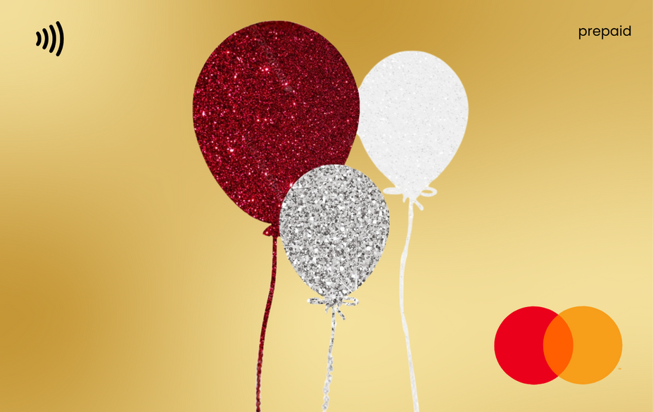 Glitter Balloons Gold Gift Card